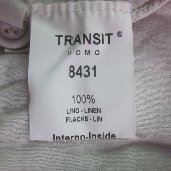 Transit Uomo Mens Italian Size M / USA S Beige Linen Slim Long Sleeve Tee Unisex - Picture 5 of 5